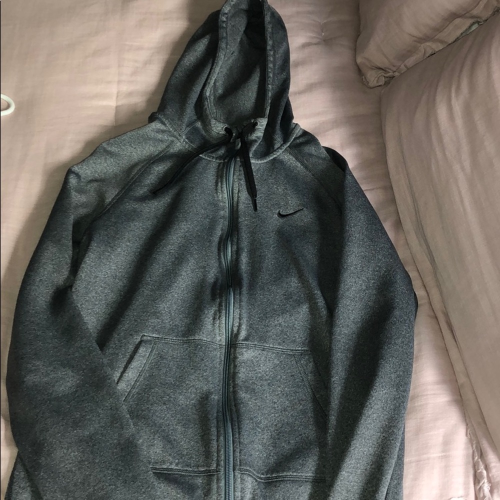 Nike Grey dri-fit zip-up hoodie